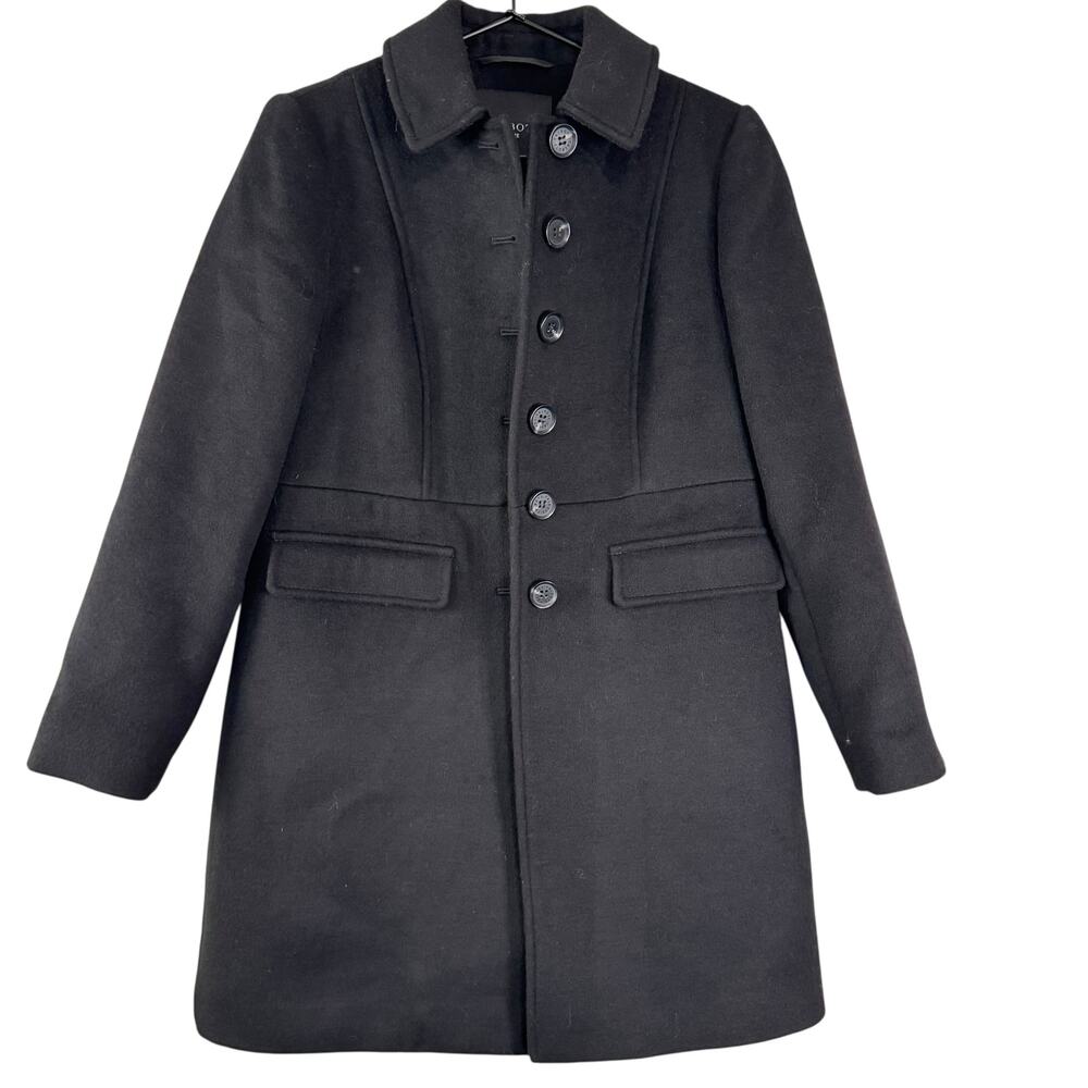 Talbots Black Brushed Wool Coat Womens Size 2P Outdoor Gorpcore Warm Comfy - Picture 2 of 9